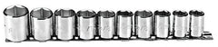 Proto - 10 Piece 3/8" Drive Chrome Finish Socket Set - 6 Points, 5/16" to 7/8" Range, Inch Measurement Standard - Americas Industrial Supply