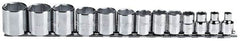 Proto - 13 Piece 3/8" Drive Chrome Finish Socket Set - 6 Points, 1/4" to 1" Range, Inch Measurement Standard - Americas Industrial Supply