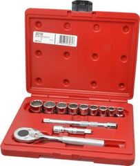 Proto - 12 Piece 3/8" Drive Chrome Finish Socket Set - 12 Points, 3/8" to 7/8" Range, Inch Measurement Standard - Americas Industrial Supply