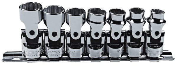 Proto - 7 Piece 3/8" Drive Standard Socket Set - 12 Points, 9 to 15mm, Metric Measurement Standard - Americas Industrial Supply