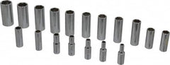 Proto - 18 Piece 3/8" Drive Chrome Finish Deep Well Socket Set - 6 Points, 6mm to 23mm Range, Metric Measurement Standard - Americas Industrial Supply
