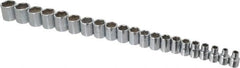 Proto - 21 Piece 3/8" Drive Chrome Finish Socket Set - 6 Points, 6mm to 26mm Range, Metric Measurement Standard - Americas Industrial Supply