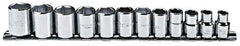 Proto - 12 Piece 3/8" Drive Chrome Finish Socket Set - 6 Points, 8mm to 19mm Range, Metric Measurement Standard - Americas Industrial Supply