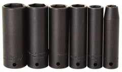 Proto - 7 Piece 1/4" Drive Impact Socket Set - 7mm to 13mm Range, Metric Measurement Standard - Americas Industrial Supply