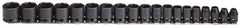 Proto - 19 Piece 3/8" Drive Black Finish Impact Socket Set - 6 Points, 6mm to 24mm Range, Metric Measurement Standard - Americas Industrial Supply