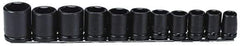 Proto - 11 Piece 1/2" Drive Black Finish Impact Socket Set - 6 Points, 1/2" to 1-1/8" Range, Inch Measurement Standard - Americas Industrial Supply