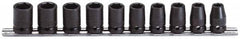 Proto - 10 Piece 1/2" Drive Impact Socket Set - 6 Points, 10 to 19mm, Metric Measurement Standard - Americas Industrial Supply