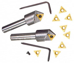 Everede Tool - WCGT308 Grade CVM2 Carbide Boring Insert - TiN Finish, 80° Trigon, 7° Relief Angle, 3/8" Inscr Circle, 5/32" Thick, 0.008" Corner Radius - Americas Industrial Supply