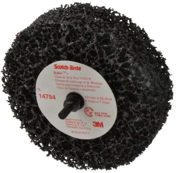 3M - 4" Very Coarse Grade Silicon Carbide Deburring Disc - 1" Center Hole, Arbor Connection, Black, 8,000 Max RPM - Americas Industrial Supply