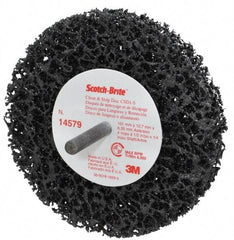 3M - 4" Very Coarse Grade Silicon Carbide Deburring Disc - 1/4" Shank Diam, 1/2" Center Hole, Shank Connection, Black, 8,000 Max RPM - Americas Industrial Supply
