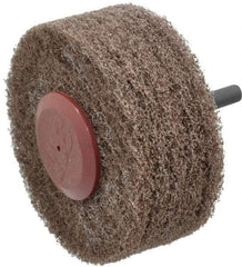 3M - 3" Medium Grade Aluminum Oxide Deburring Disc - 1/4" Shank Diam, Shank Connection, Tan, 10,000 Max RPM - Americas Industrial Supply
