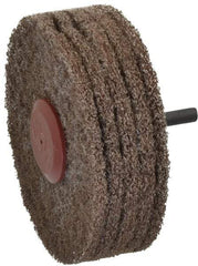 3M - 4" Medium Grade Aluminum Oxide Deburring Disc - 1/4" Shank Diam, Shank Connection, Tan, 8,000 Max RPM - Americas Industrial Supply