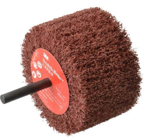 3M - 3" Diam x 1-3/4" Face Width, Coarse Aluminum Oxide Nonwoven Mounted Flap Wheel - 1/4" Shank Mount, 8,500 Max RPM - Americas Industrial Supply