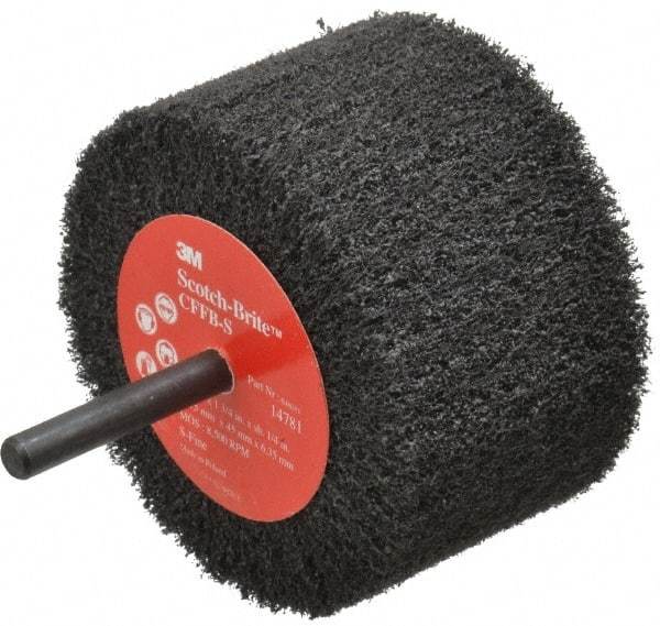 3M - 3" Diam x 1-3/4" Face Width, Fine Silicon Carbide Nonwoven Mounted Flap Wheel - 1/4" Shank Mount, 8,500 Max RPM - Americas Industrial Supply