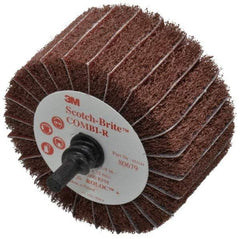 3M - 2-1/2" Diam x 1-1/4" Face Width, Fine Aluminum Oxide Nonwoven & Coated Mounted Flap Wheel - Roloc Mount, 120 Grit, X Weighted Backing, 7,000 Max RPM - Americas Industrial Supply