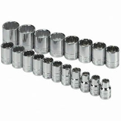 SK - 1/2" Drive Standard Socket Set - 10 to 28mm, Metric Measurement Standard - Americas Industrial Supply