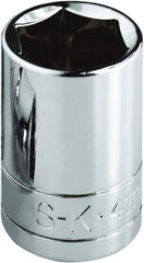 SK - 9/16", 1/4" Drive, Standard Hand Socket - 6 Points, Steel, Chrome Finish - Americas Industrial Supply