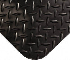 Wearwell - 25' Long x 4' Wide, Dry Environment, Anti-Fatigue Matting - Black, Vinyl with Nitrile Blend Base, Beveled on 4 Sides - Americas Industrial Supply