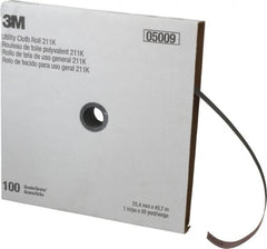 3M - 1" x 50 Yd 100 Grit Aluminum Oxide Cloth Roll - Fine Grade, J Weighted Backing - Americas Industrial Supply