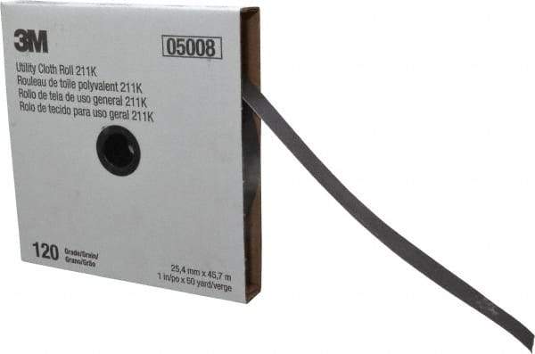 3M - 1" x 50 Yd 120 Grit Aluminum Oxide Cloth Roll - Fine Grade, J Weighted Backing - Americas Industrial Supply