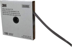 3M - 1" x 50 Yd 120 Grit Aluminum Oxide Cloth Roll - Fine Grade, J Weighted Backing - Americas Industrial Supply