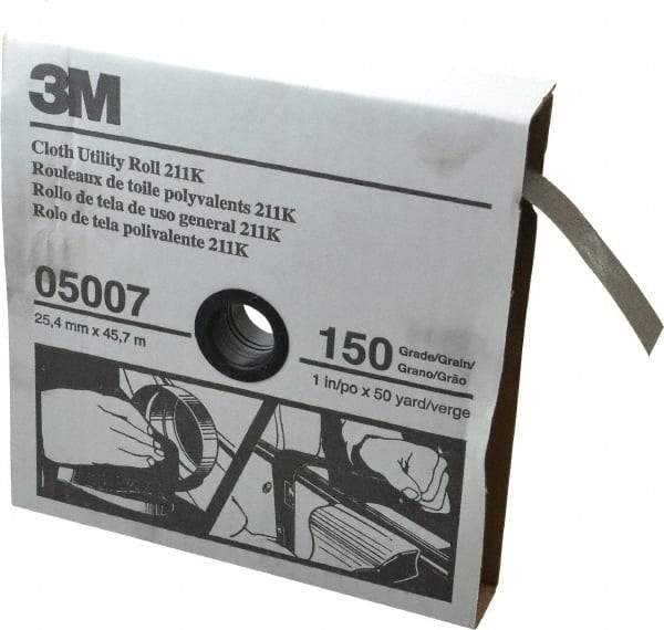 3M - 1" x 50 Yd 150 Grit Aluminum Oxide Cloth Roll - Very Fine Grade, J Weighted Backing - Americas Industrial Supply