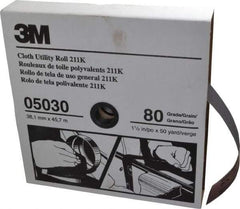 3M - 1-1/2" x 50 Yd 80 Grit Aluminum Oxide Cloth Roll - Medium Grade, J Weighted Backing - Americas Industrial Supply