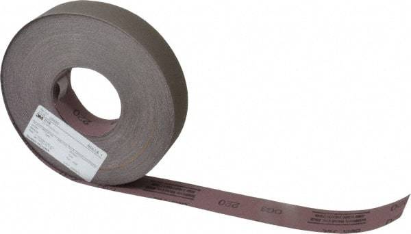3M - 1-1/2" x 50 Yd 220 Grit Aluminum Oxide Cloth Roll - Very Fine Grade, J Weighted Backing - Americas Industrial Supply