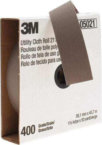 3M - 1-1/2" x 50 Yd 400 Grit Aluminum Oxide Cloth Roll - Super Fine Grade, J Weighted Backing - Americas Industrial Supply