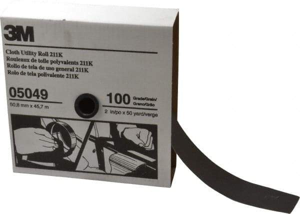 3M - 2" x 50 Yd 100 Grit Aluminum Oxide Cloth Roll - Fine Grade, J Weighted Backing - Americas Industrial Supply