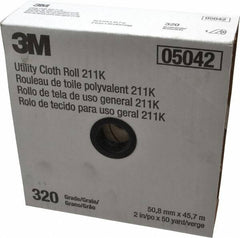 3M - 2" x 50 Yd 320 Grit Aluminum Oxide Cloth Roll - Extra Fine Grade, J Weighted Backing - Americas Industrial Supply
