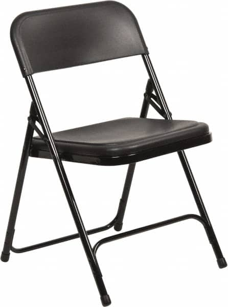 NPS - 18-3/4" Wide x 20-3/4" Deep x 29-3/4" High, Steel Folding Chair with Plastic Seat & Back - Black with Black Frame - Americas Industrial Supply