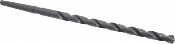 Interstate - 1/2", 1MT 118° Point High Speed Steel Taper Shank Drill Bit - Oxide Finish, 8" Flute Length, 12" OAL, Spiral Flute, Series 502 - Americas Industrial Supply