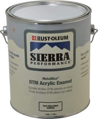 Rust-Oleum - 1 Gal Semi Gloss Black Acrylic Enamel - 180 to 545 Sq Ft/Gal Coverage, <0 g/L VOC Content, Direct to Metal - Americas Industrial Supply