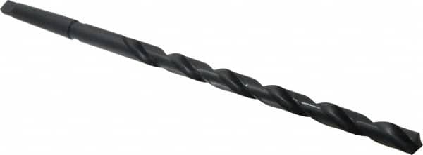 Interstate - 21/32", 2MT 118° Point High Speed Steel Taper Shank Drill Bit - Oxide Finish, 10" Flute Length, 15" OAL, Spiral Flute, Series 502 - Americas Industrial Supply