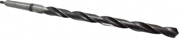 Interstate - 49/64", 2MT 118° Point High Speed Steel Taper Shank Drill Bit - Oxide Finish, 10" Flute Length, 15" OAL, Spiral Flute, Series 502 - Americas Industrial Supply