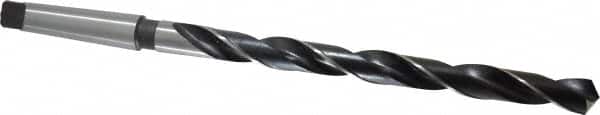 Interstate - 27/32", 3MT 118° Point High Speed Steel Taper Shank Drill Bit - Oxide Finish, 10" Flute Length, 15" OAL, Spiral Flute, Series 502 - Americas Industrial Supply