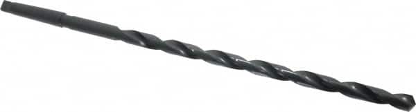Interstate - 5/8", 2MT 118° Point High Speed Steel Taper Shank Drill Bit - Oxide Finish, 12" Flute Length, 18" OAL, Spiral Flute, Series 502 - Americas Industrial Supply