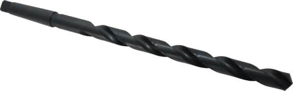 Interstate - 7/8", 3MT 118° Point High Speed Steel Taper Shank Drill Bit - Oxide Finish, 12" Flute Length, 18" OAL, Spiral Flute, Series 502 - Americas Industrial Supply