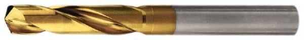 Walter-Titex - 0.5157" 140° Spiral Flute Solid Carbide Screw Machine Drill Bit - TiN Finish, Right Hand Cut, 2" Flute Length, 4-1/32" OAL, Standard Point, Straight Shank - Americas Industrial Supply