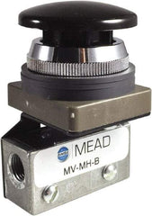 Mead - 0.11 CV Rate, 3 Way Pilot Air Valve - Mushroom Head Actuator - Americas Industrial Supply