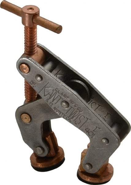 Kant Twist - 350 Lb, 7/8" Max Opening, 1/2" Open Throat Depth, 1/2" Closed Throat Depth, Cantilever Clamp - High Tensile Steel Jaw, T-Handle, 2-1/8" OAL, 1-3/4" Max Width - Americas Industrial Supply