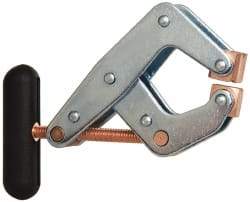 Made in USA - 800 Lb, 2" Max Opening, 1-1/8" Open Throat Depth, Cantilever Clamp - High Tensile Steel Jaw, T-Handle - Americas Industrial Supply