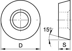 Kennametal - RDHX0501M0 LN Grade KC522M Carbide Milling Insert - TiAlN Finish, 0.0591" Thick, 5mm Inscribed Circle - Americas Industrial Supply
