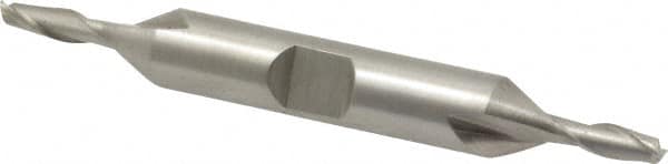 Interstate - 5/32", 7/16" LOC, 3/8" Shank Diam, 3-1/8" OAL, 2 Flute, High Speed Steel Square End Mill - Double End, Uncoated, Spiral Flute, 30° Helix, Centercutting, Right Hand Cut, Right Hand Flute - Americas Industrial Supply