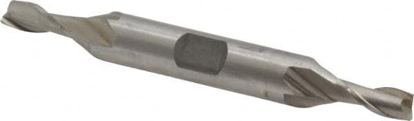 Interstate - 7/32", 1/2" LOC, 3/8" Shank Diam, 3-1/8" OAL, 2 Flute, High Speed Steel Square End Mill - Double End, Uncoated, Spiral Flute, 30° Helix, Centercutting, Right Hand Cut, Right Hand Flute - Americas Industrial Supply