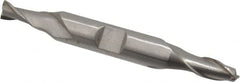 Interstate - 1/4", 1/2" LOC, 3/8" Shank Diam, 3-1/8" OAL, 2 Flute, High Speed Steel Square End Mill - Double End, Uncoated, Spiral Flute, 30° Helix, Centercutting, Right Hand Cut, Right Hand Flute - Americas Industrial Supply