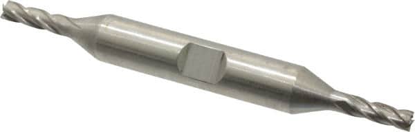 Interstate - 5/32", 7/16" LOC, 3/8" Shank Diam, 3-1/8" OAL, 4 Flute, High Speed Steel Square End Mill - Double End, Uncoated, Spiral Flute, 30° Helix, Right Hand Cut, Right Hand Flute - Americas Industrial Supply