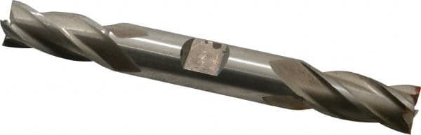 Interstate - 15/32", 1" LOC, 1/2" Shank Diam, 4-1/8" OAL, 4 Flute, High Speed Steel Square End Mill - Double End, Uncoated, Spiral Flute, 30° Helix, Right Hand Cut, Right Hand Flute - Americas Industrial Supply