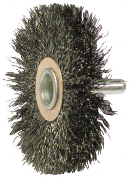 Anderson - 2-1/2" Brush Diam, Crimped, End Brush - 1/4" Diam Shank, 20,000 Max RPM - Americas Industrial Supply